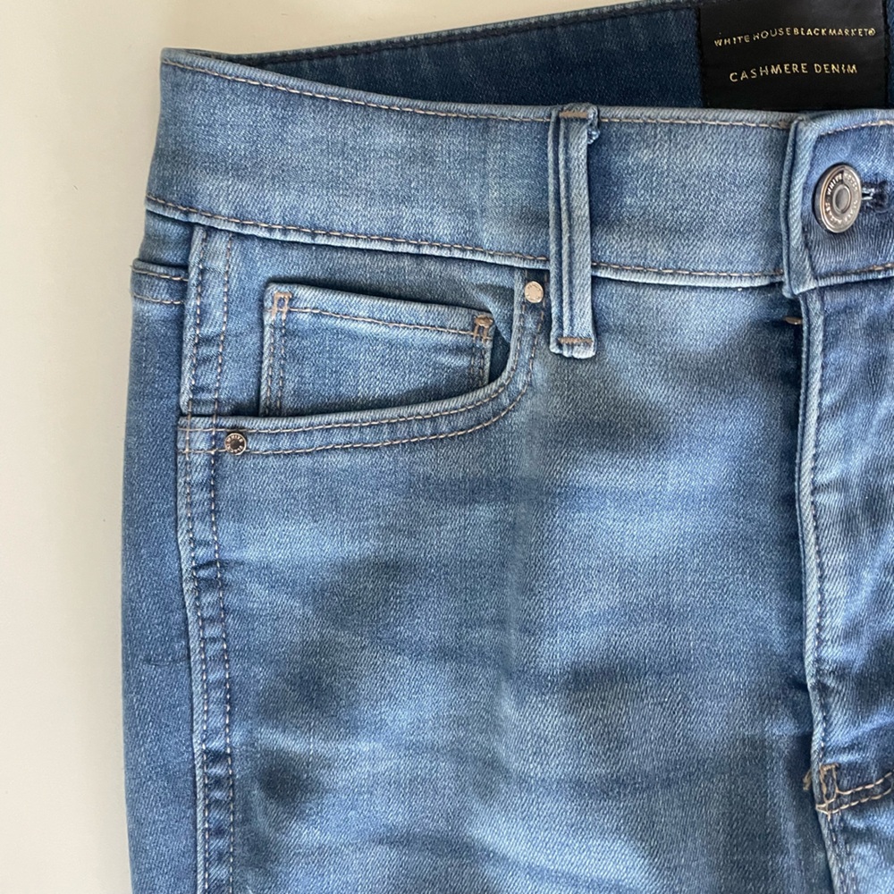 White House Black Market Cashmere Denim High Rise Skinny Jeans 4 Long - Picture 6 of 10
